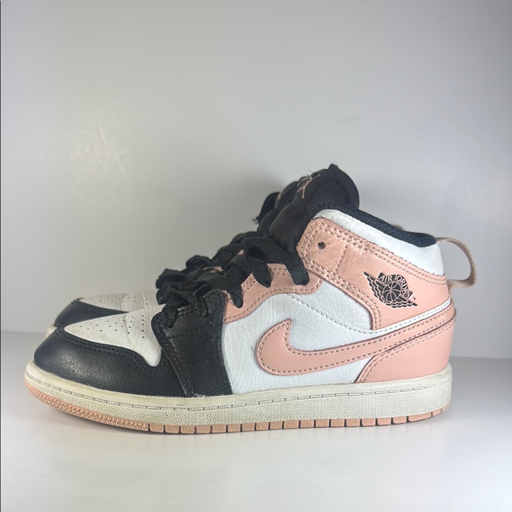 Nike Air Jordan 1 Mid Crimson Tint Size 13.5C Black/White/Peach Toddler Sneakers